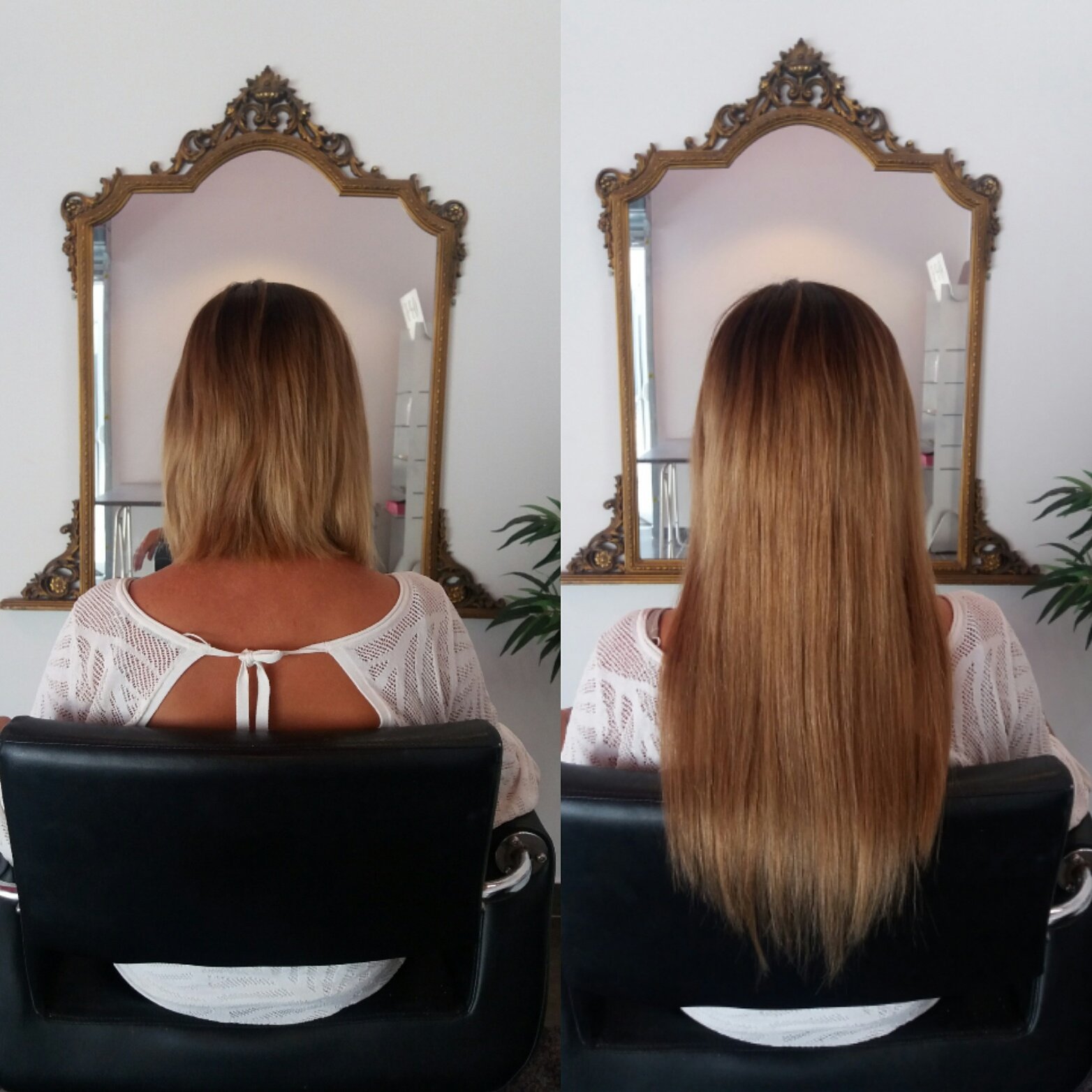 Ludivine : Photo avant et apres la pose des extensions de cheveux