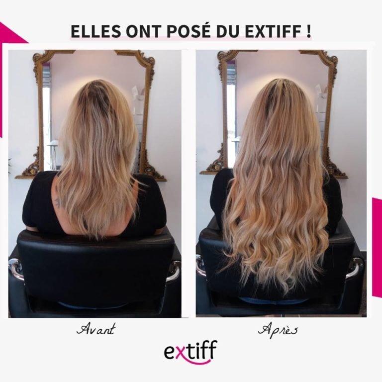 Photos Avant Après la pose Extension de cheveu Extiff